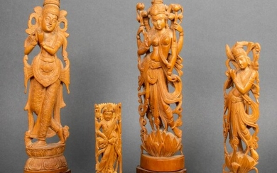 Assorted Indian Hindu Wood Sculptures, 4