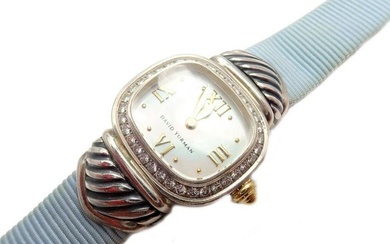Authentic! David Yurman DY Silver 925 Diamond Thoroughbred Silk Ladies Watch