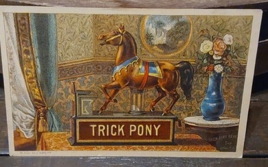 BANK TRADING CARD Trick Pony Cast Iron Mechanical Toy Savings Bank