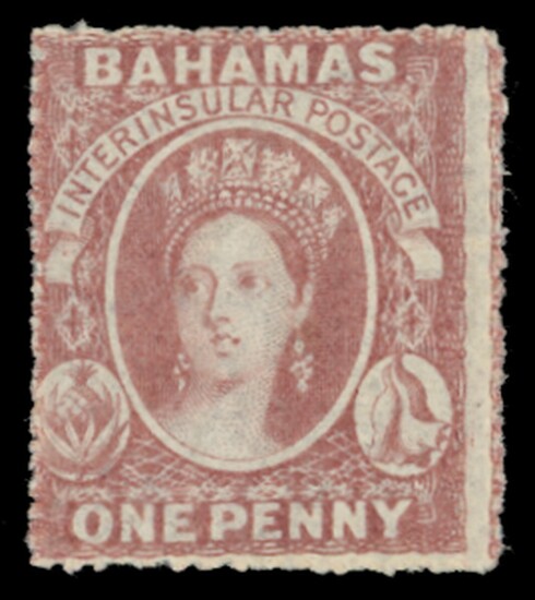 Bahamas 1861 (June)-62, Rough Perforation 14 to 16 Issued Stamps 1d. lake, unused with large pa...