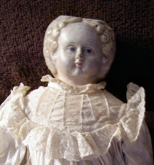 Beautiful Antique Paper Mache Blonde Greiner #6 Doll