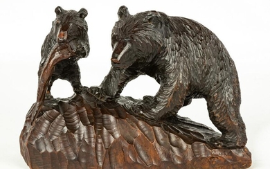 Black Forest Carving of Bear with Cub