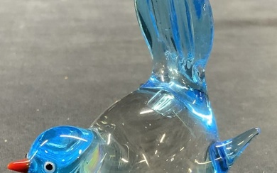 Blue Art Glass Bird Figural