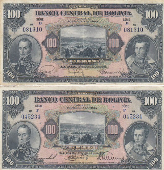 Bolivia 100 Bolivanos 1928 (2)