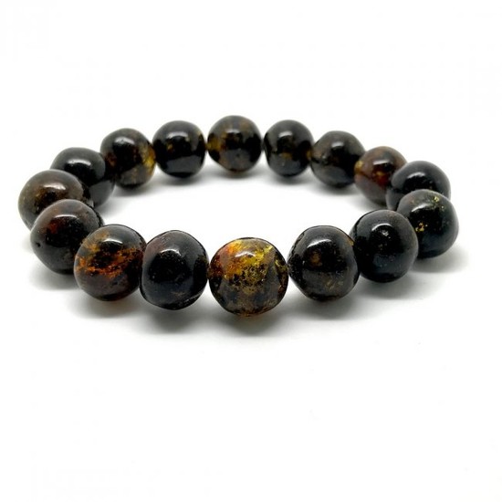 Bracelet black Baltic amber beads ø12-14mm