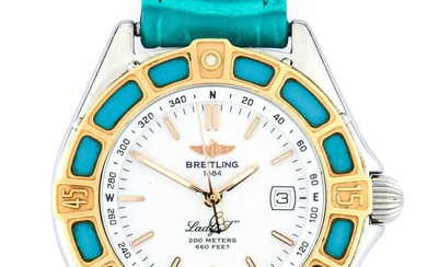Breitling: A Lady's Bi-Metal Calendar Centre Seconds Wristwatch, signed Breitling,...