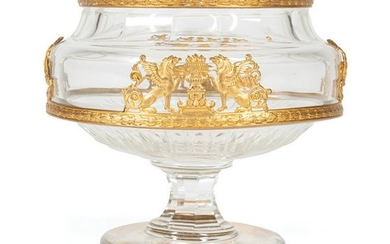 Bronze-Mounted Cut Glass Caviar Bowl