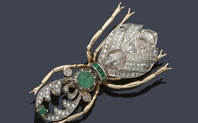Brooch in scarab beetle design with old cut diamonds