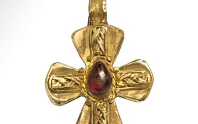 Byzantine Gold and Garnet Cross, c. 10th Century A.D.