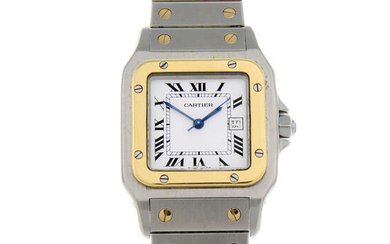 CARTIER - a bi-metal Santos bracelet watch, 28x28mm.