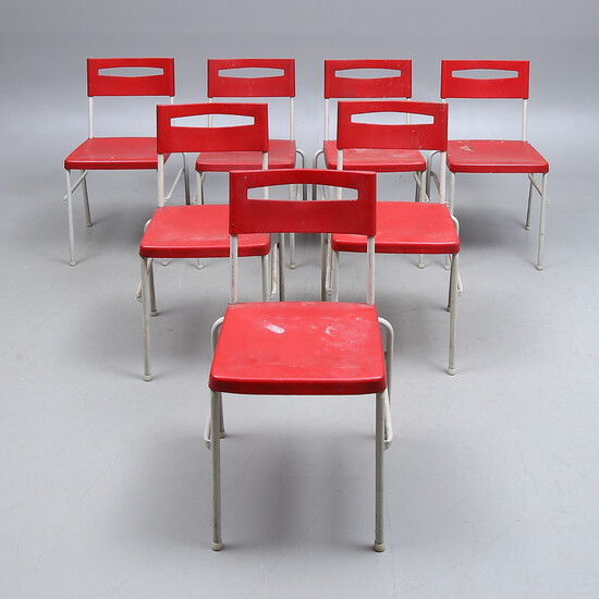 CHAIRS, 7 pcs., metal and plastic, "Fantasia", 1900s.