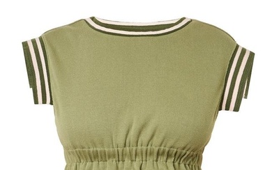 CHANEL RIBBED CROP TOP Condition grade B+. Size French 34. 60cm chest, 35cm length. Olive green...