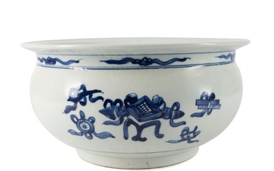 CHINESE BLUE & WHITE BOGU OR ANCIENT THINGS BASIN