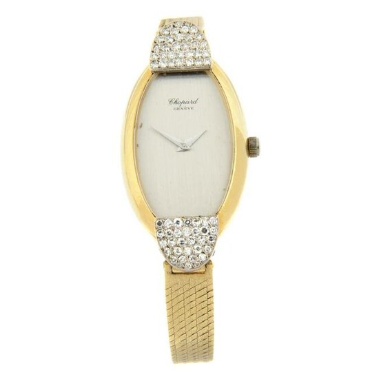CHOPARD - a bracelet watch. Yellow metal diamond set case, stamped 18K 0.750. Case width 22mm.