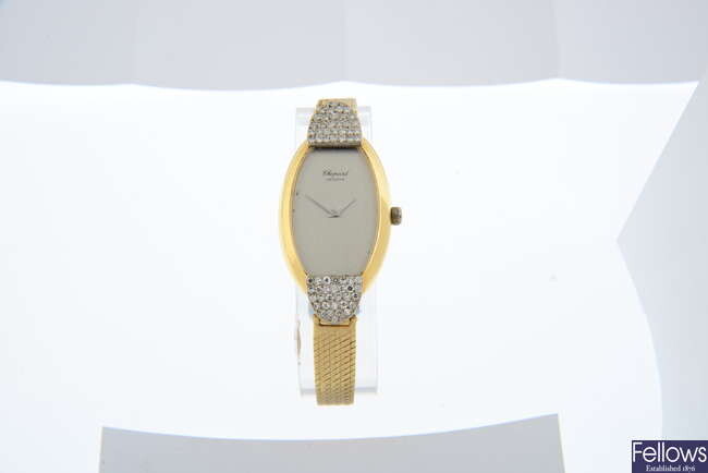 CHOPARD - a diamond set yellow metal bracelet watch, 22mm.