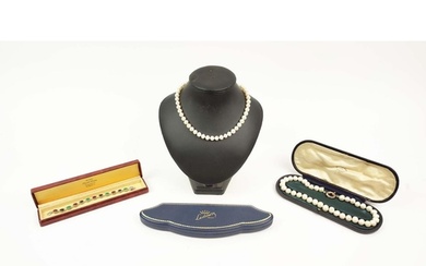 COLLECTION OF JEWELLERY, comprising a single strand cultured...