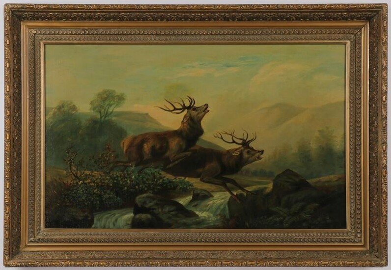 CONTINENTAL SCHOOL STAG PAINTING, 19TH C