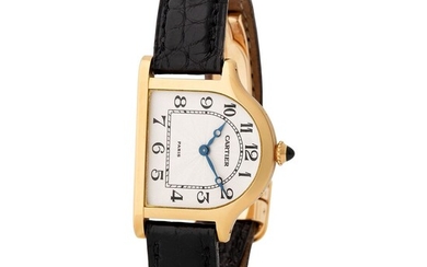 Cartier Paris. Highly Attractive and Limited Edition Cloche Wristwatch in Yellow Gold, Reference 8876, With Arabic Numerals and Box