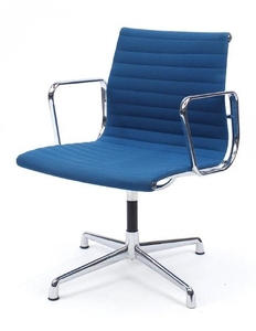 Charles and Ray Eames EA107 design desk chair with turquoise...