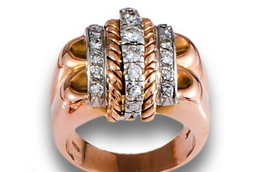 Chevalier ring in 18kts pink and white gold with