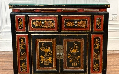 Chinese Black Lacquer Altar Cabinet
