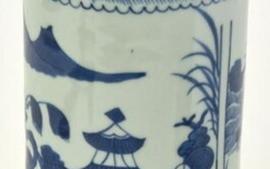 Chinese Blue White Canton Porcelain Hat Stand Vase