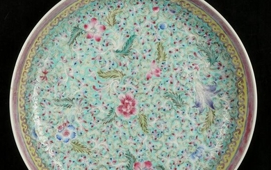 Antique Chinese Famille Verte Floral Decorated Charger