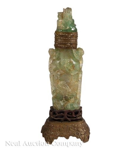 Chinese Flourite Covered Vase Mounted as a Lamp