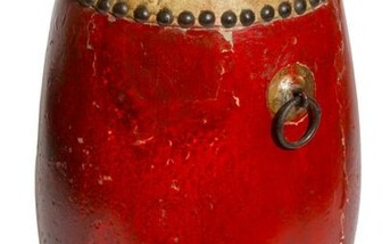 Chinese Red Lacquered Drum