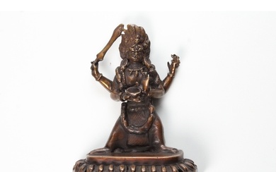 Chinese Tibetan Bronze Buddha Statue with Four Arms Holding ...