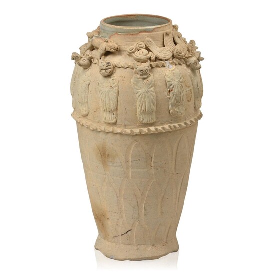 Chinese Unglazed Pottery Vase.