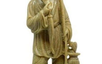 Chinese soapstone statuette depicting God Ebisu "God of