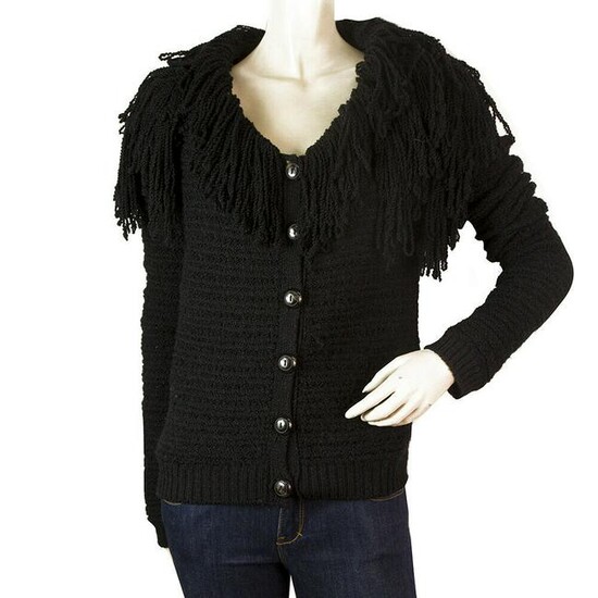 Christian Dior Black Fringe collar Wool Alpaga Knit