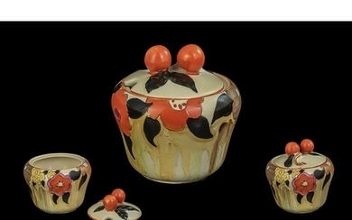 Clarice Cliff 1930's Handpainted Small Preserve Lidded Pot '...