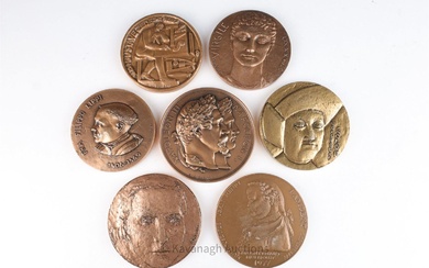 Collection of 7 Bronze Medals Medallions