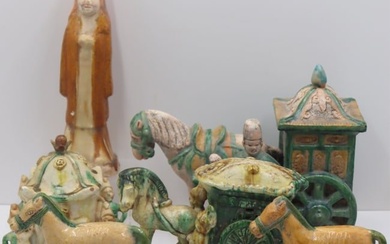 Collection of Chinese Ming? Dynasty Tomb Figures.