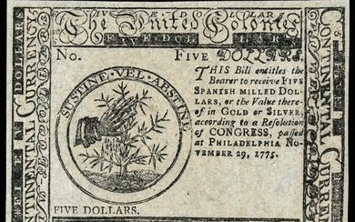 Continental Nov 29, 1775 $5 Blue Detector V Ch CU