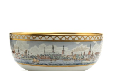 “Copenhagen jubilee porcelain bowl 1775–1975”. A Royal Copenhagen porcelain bowl, decorated in...