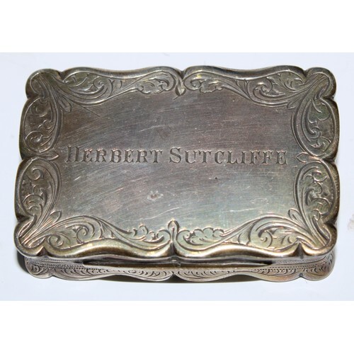 Cricket History - a George V silver shaped rectangular snuff...