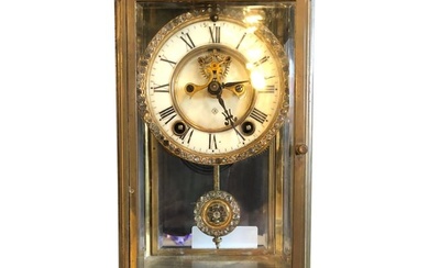 Crystal Face and Pendulum Clock Made by Ansonia Clock of New York