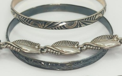 DANECRAFT; Modernist Sterling Silver Necklace And Bracelets