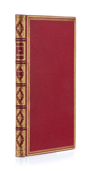DIONIS DU SÉJOUR. Origine des grâces. Paris, s. n., 1777. In-8 relié plein maroquin rouge par Chambolle-Duru. 6 figures en 2 états
