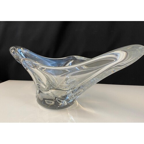 Daum Mid century signed art glass bowl, H16cm x W52cm