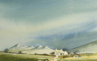 David Bellamy, British b.1943- River Cleddau; and Cottage near St. David's; watercolours on paper, two, ea. signed lower right, 22.5 x 31.5 cm and 22.5 x 32.2 cm respectively (ARR) (2)