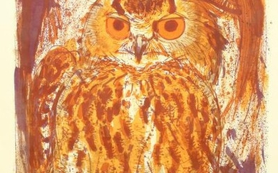 David Koster, A Great owl, lithograph, signed in