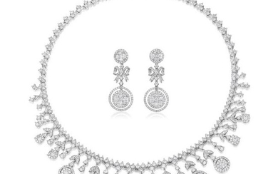 Diamond Necklace and Drop Earring Set