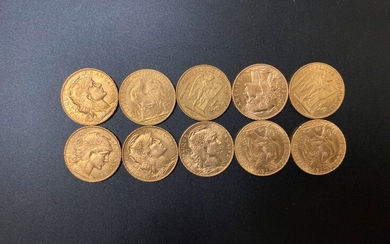 Dix pièces de 20 francs or - 64.59 g - Lot 34 - A.Blanchy | E.Lacombe - Bordeaux Chartrons - Bordeaux Enchères