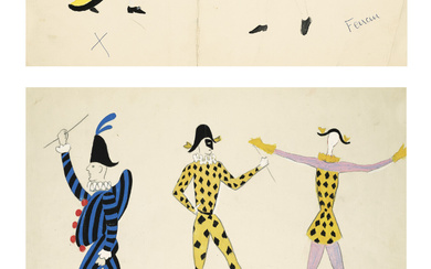 Edouard Dermit (1925-1995) Maquettes de costumes pour ''La dame de la lune, Hommage à Méliès'' - Palais des Nuages