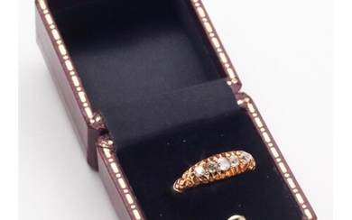 Edwardian 18 Carat Gold Old Cut Diamond Five Stone Ring Hall...