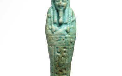 Egyptian Faience Shabti with Hieroglyphs to Pakhaes, Late Period, 26th Dynasty, c. 664-525 B.C.